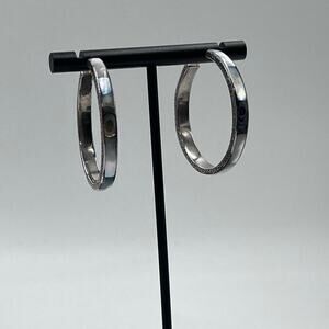 Samuel Benham Signed Sterling Silver
Abalone Inlay Shell‎ Hoop Earrings